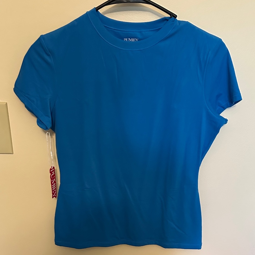 Pumiey Women's Vibrant Blue Short Sleeve Tee